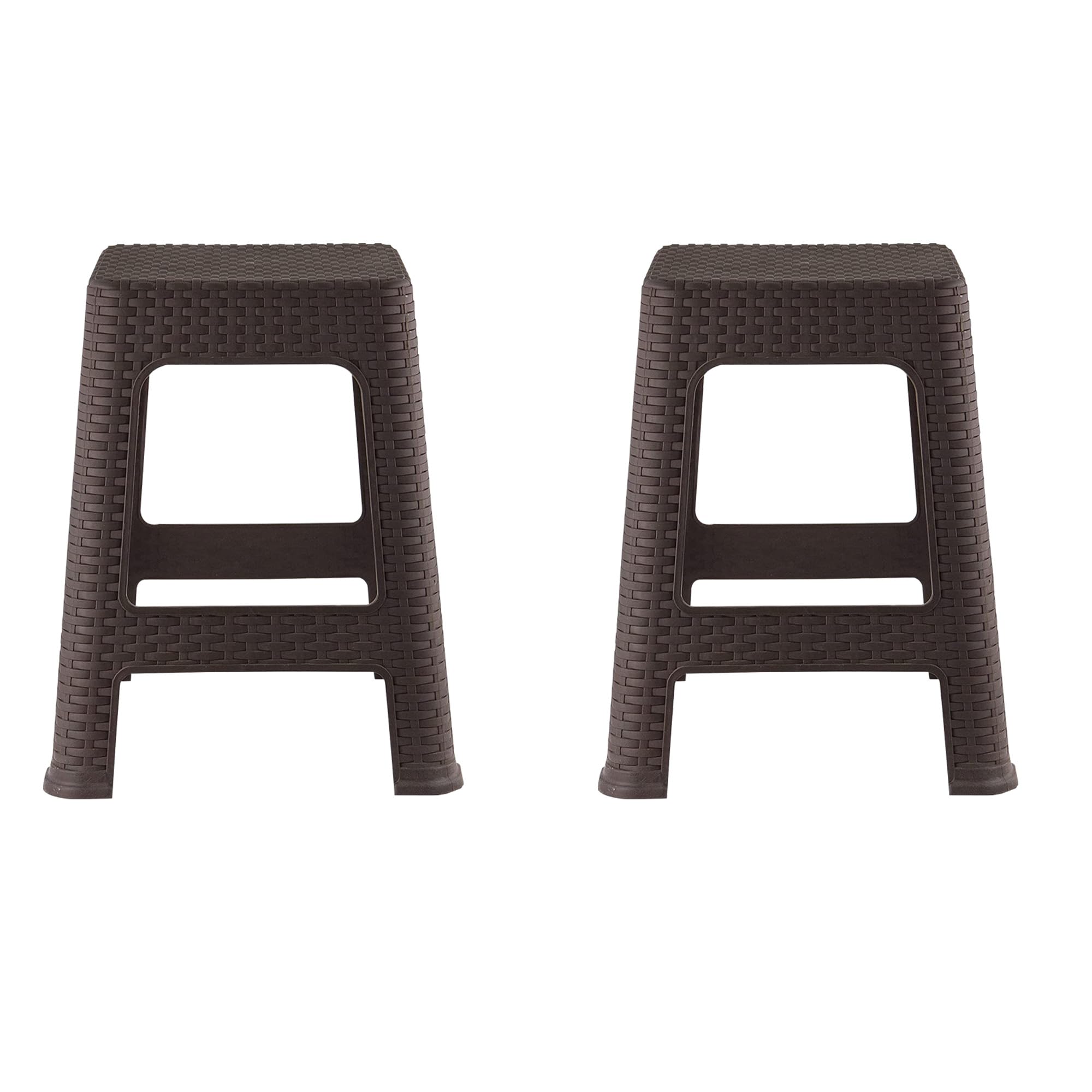 Kuber Industries Pack of 2 Plastic Stool for Sitting | Non-Slip Lightweight Stool Kitchen, Bedroom, Office | Brown