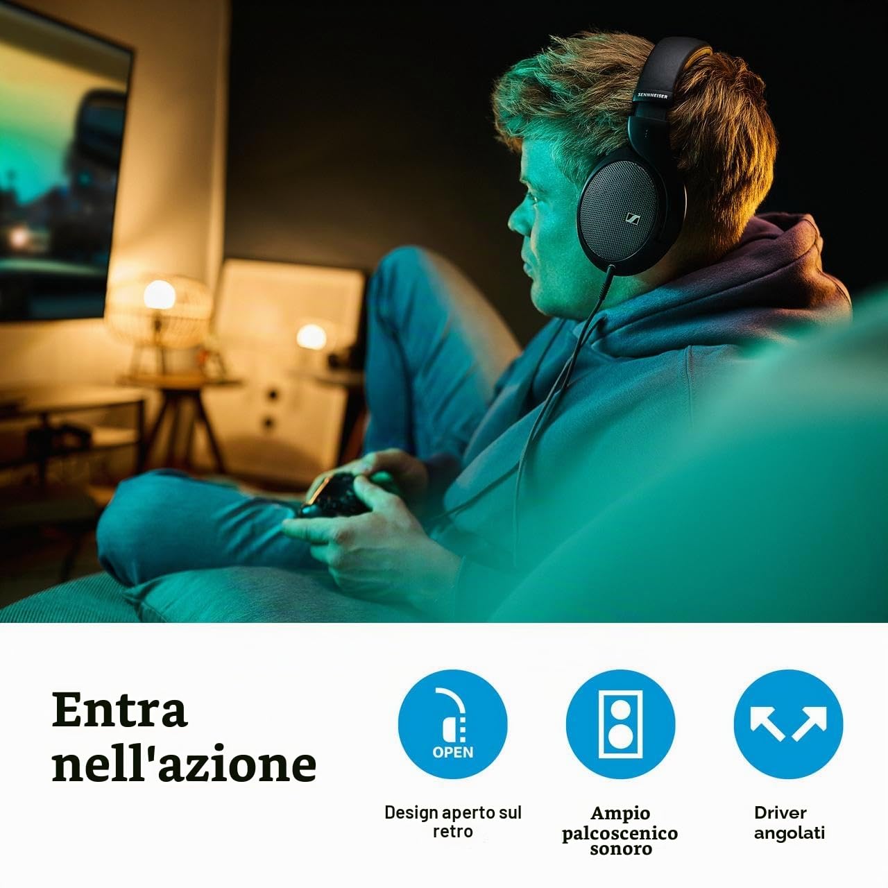 Sennheiser Cuffie audiofili HD 550 con retro aperto, design leggero, suono migliore della categoria con bassi e alti migliorati, pronti per giochi e lavoro remoto, compatibili con jack audio da 3,5 mm
