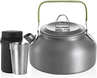Bouilloire De Camping 0,8 L, Bouilloire À Thé En Aluminium Avec 4 Gobelets En Acier Inoxydable, Théière À Cuisinière Rapide, Bouilloires Camping Pour Randonnée
