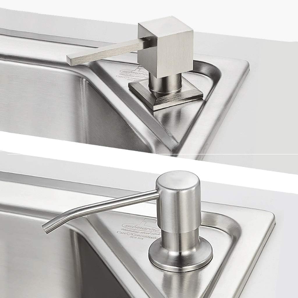 Stainless Steel Soap Dispenser for Kitchen Sink, 350ml Built-in Refillable Soap Pump with 360° Rotation, Compact Design for Hand Soap, Dish Soap, and Lotion