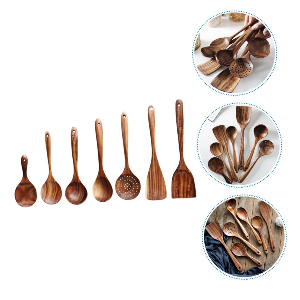 Alipis Set 7 Pezzi Cucchiai Di Legno Piccolo Per Cucina, Palette Da Cucina Compatte in Legno Sicuro Con Bordi Arrotondati, Utensili Casa Portatili Per Barattoli e Uso Quotidiano