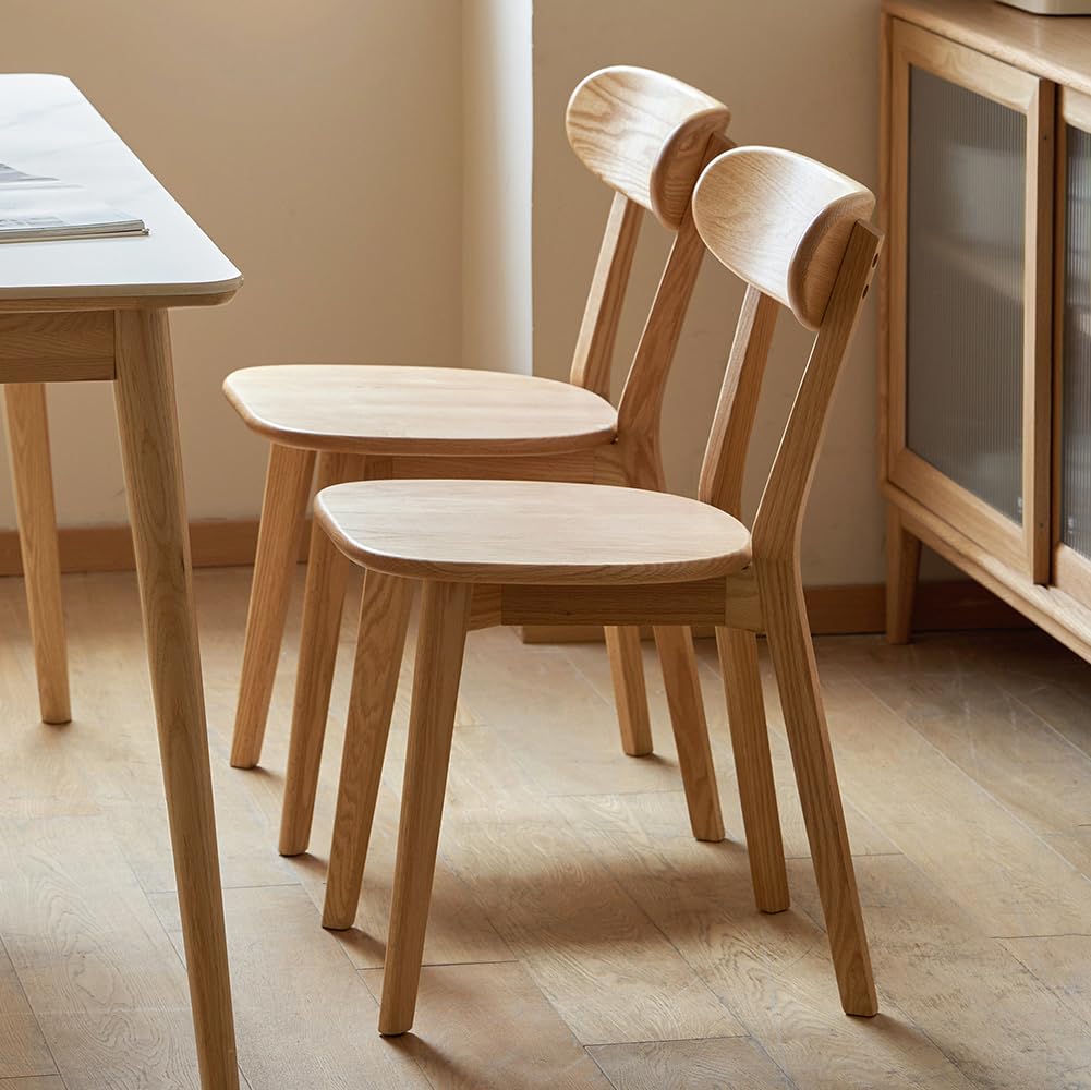 YESWOOD Esszimmerstühle 4er Set Roteiche Massivholz, Holzstühle mit Rückenlehne, Skandinavischer Stühle für Esszimmer, Küche, Wohnzimmer, Natur