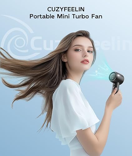 Miniatura 6 de Ventilador portátil recargable – Ventiladores de mano turbo de alta velocidad de 15000 RPM con pantalla digital – Ventilador USB alimentado por