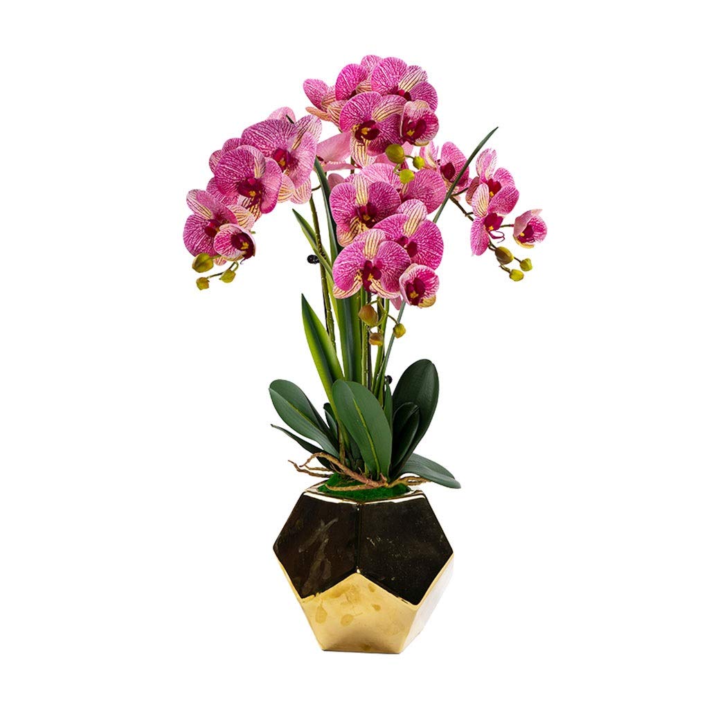 Sbziojhdr D Artificial Flowers, Ecor Artificial Flowers With Vase With Orchi Bonsai Phalaenopsis Fake Home Ecorations For Living Room, Purple Faux Flowersd(D)