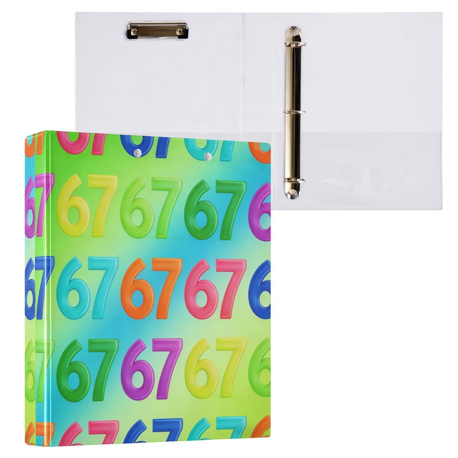 Kcldeci Raccoglitore a 3 anelli con copertina rigida per carta formato lettera, 67 anelli rotondi verdi colorati da 3,8 cm, organizer per scuola/ufficio, confezione da 2