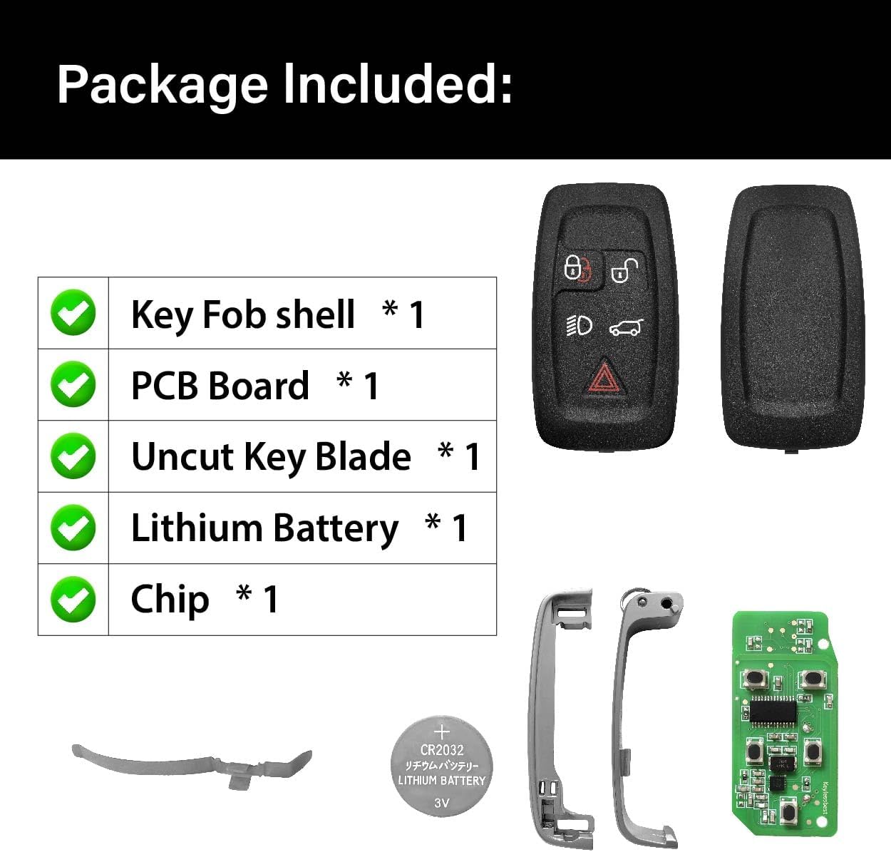 Replacement for 2012 - 2018 Land Rover LR2 LR4 Discovery Key Fob Remote Control KOBJTF10A 5 Buttons 315MHz - Image 6