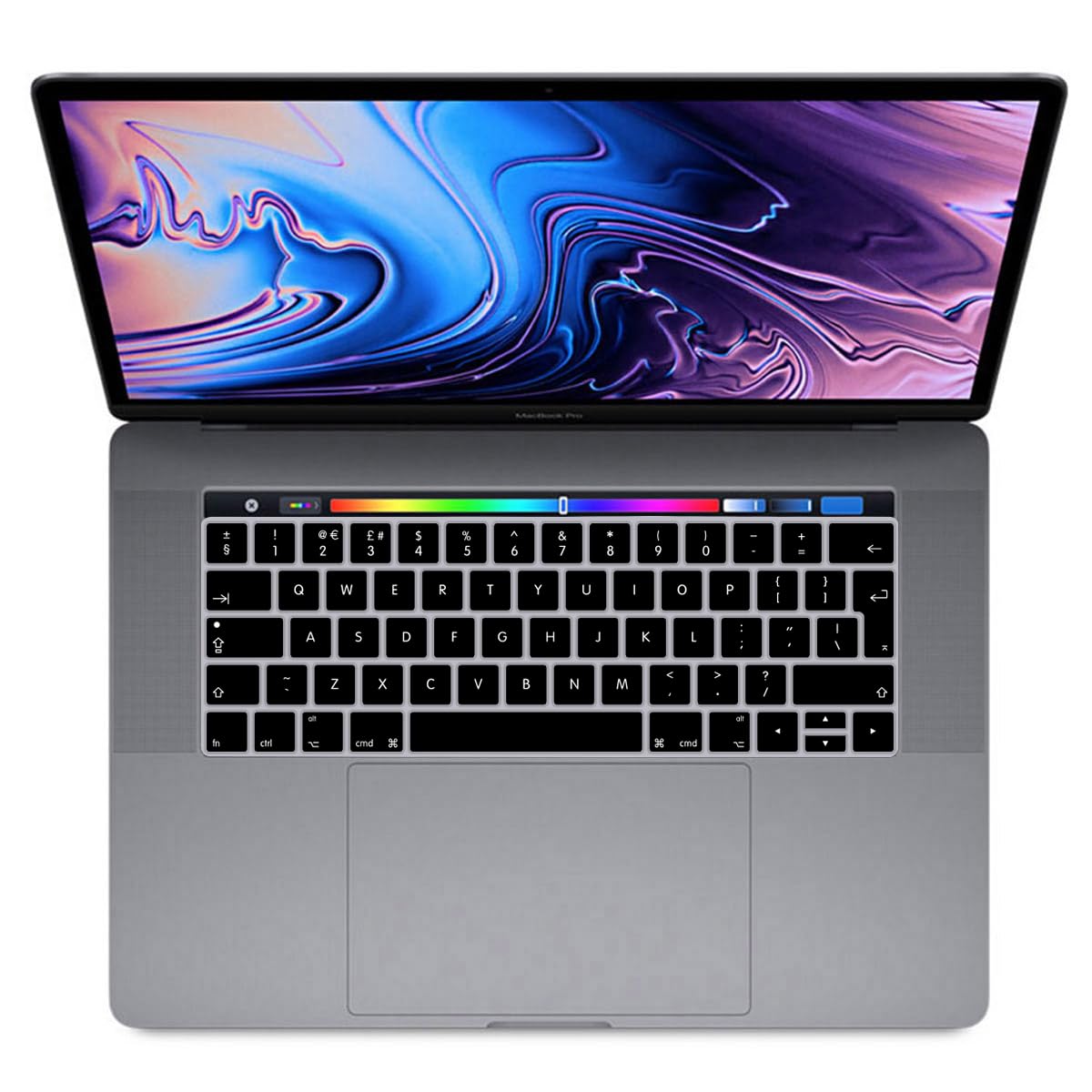 Funda para teclado inglés compatible con MacBook Pro 13 15 pulgadas 2019 2018 2017 2016 con Touch Bar & Touch ID Modelo: A2159 A1989 A1706/A1990 A1707, versión europea