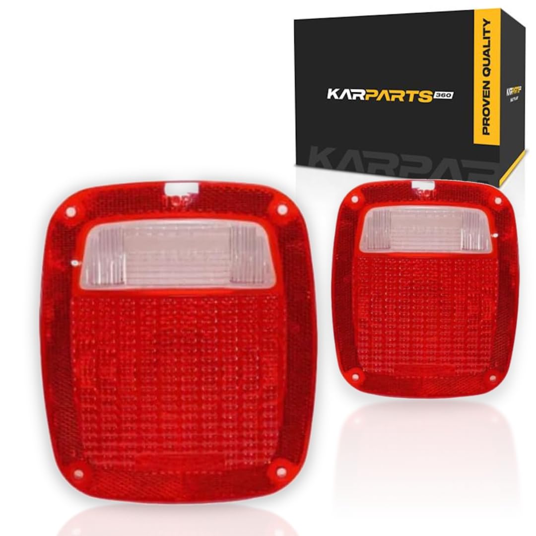 For Jeep Wrangler 1987-2006 (TJ) Tail Light Lens Driver and Passenger Side, Pair | With Gaskets and Screws | CH2808106