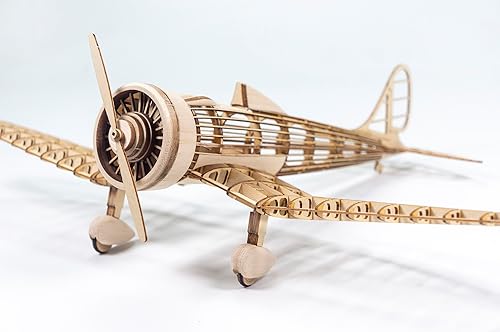 Miniatura 5 de Rompecabezas de madera 3D de avión 131 KA-14 Fighter, kit de avión de madera Balsa cortado con láser para construir para adultos, rompecabezas de