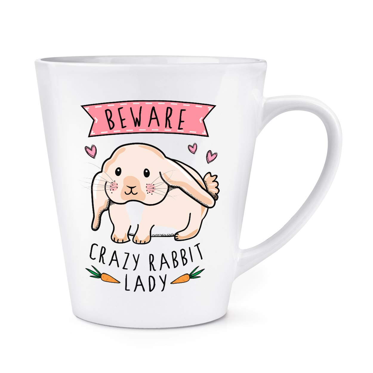 Beware Crazy Rabbit Lady 12oz Latte Mug Cup