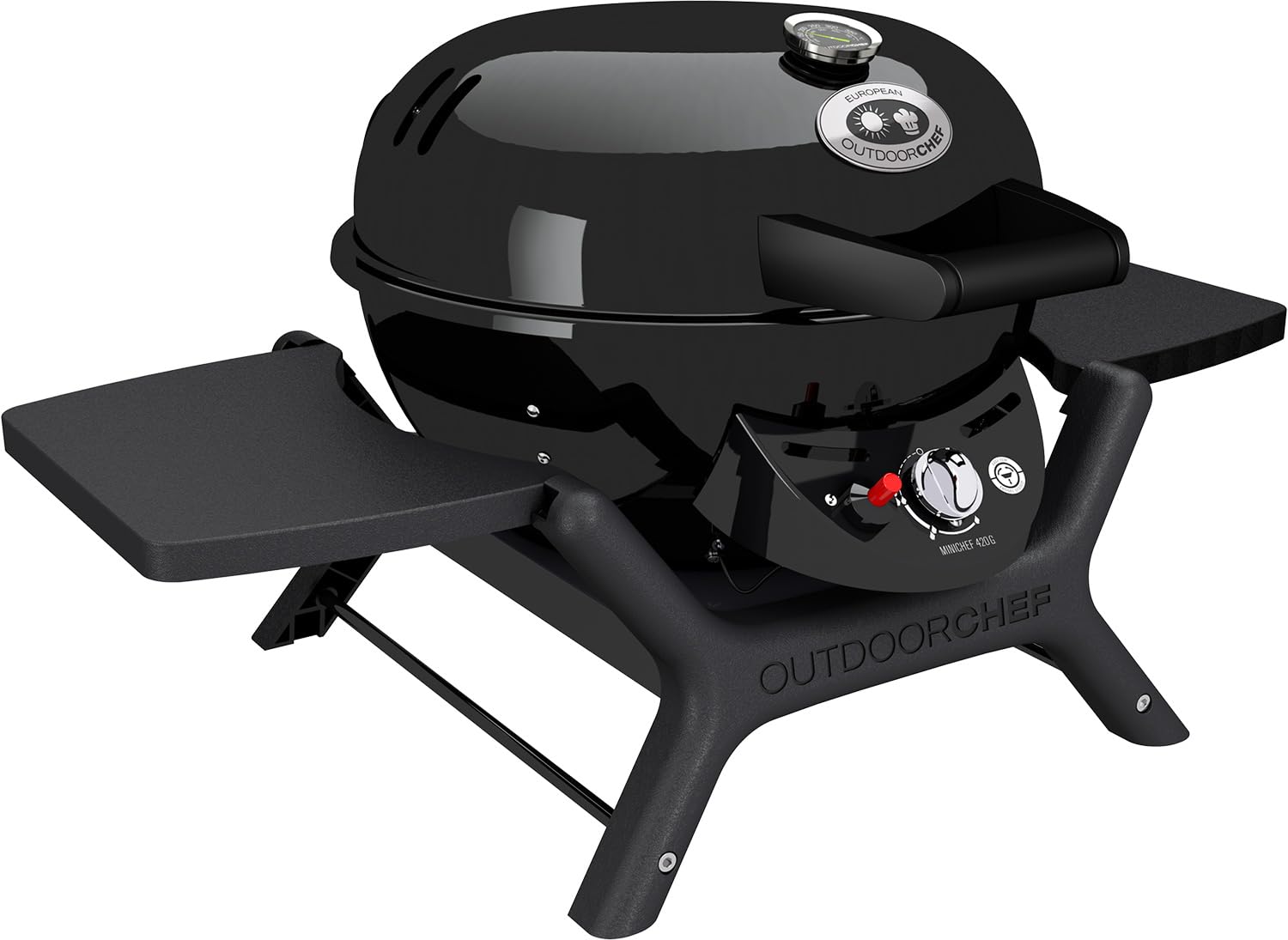 Outdoorchef Kompaktowy grill "Minichef 420 G" | grill kulisty do soczystych steków bez obracania | grill gazowy mały na balkon i kemping – Ø 42 cm o mocy 4,2 kW