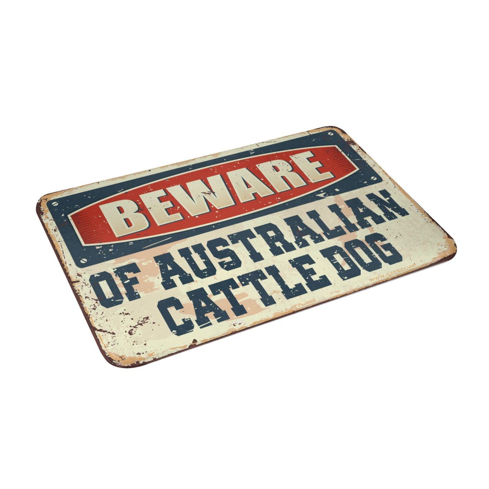 Wewnętrzna mata pod drzwi wejściowe 'Beware of Australian Cattle Dog' dywanik mata powitalna do drzwi wejściowych i zewnętrznych wycieraczki zabawna (65 x 90 cm)