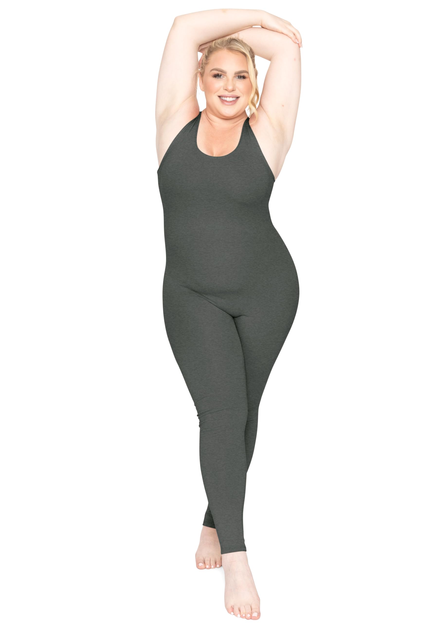 STRETCH IS COMFORT Womens Plus Size Tank Unitard Athletic Rompers For Women
