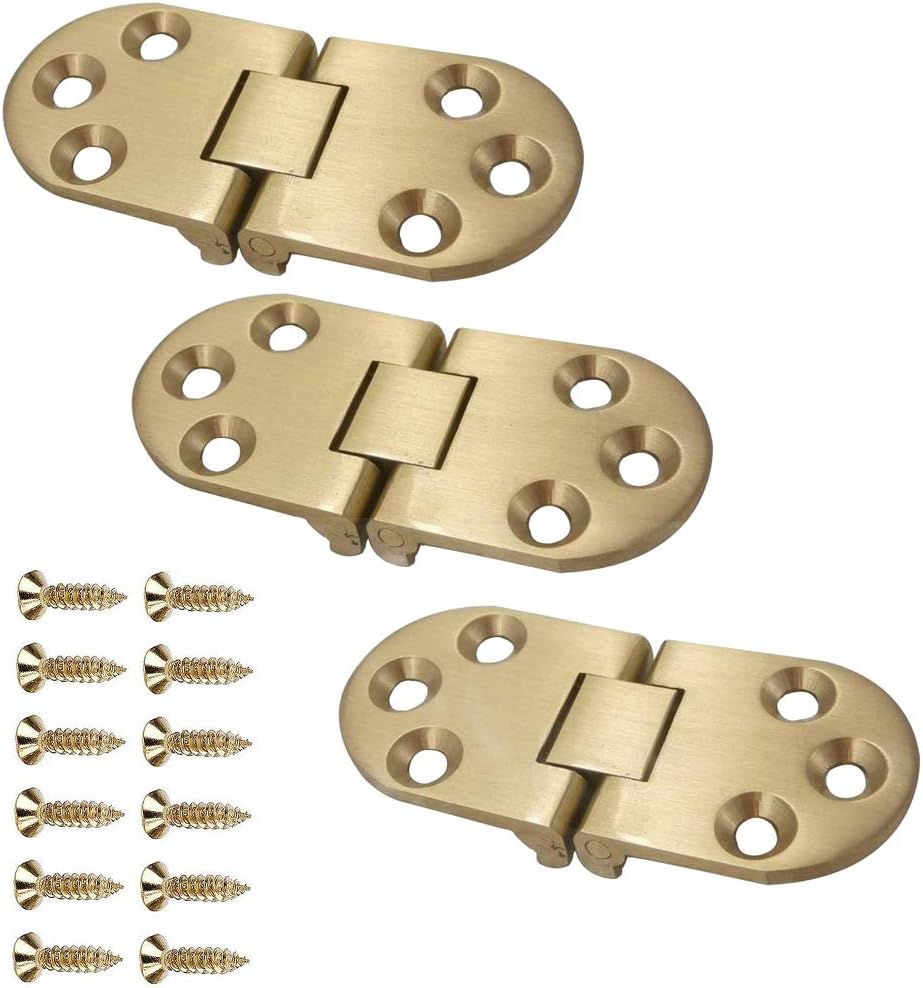 Eforlike 3 Pcs Solid Brass Home Improvement Folding Table Hinge Furniture Door Hinge with Screws