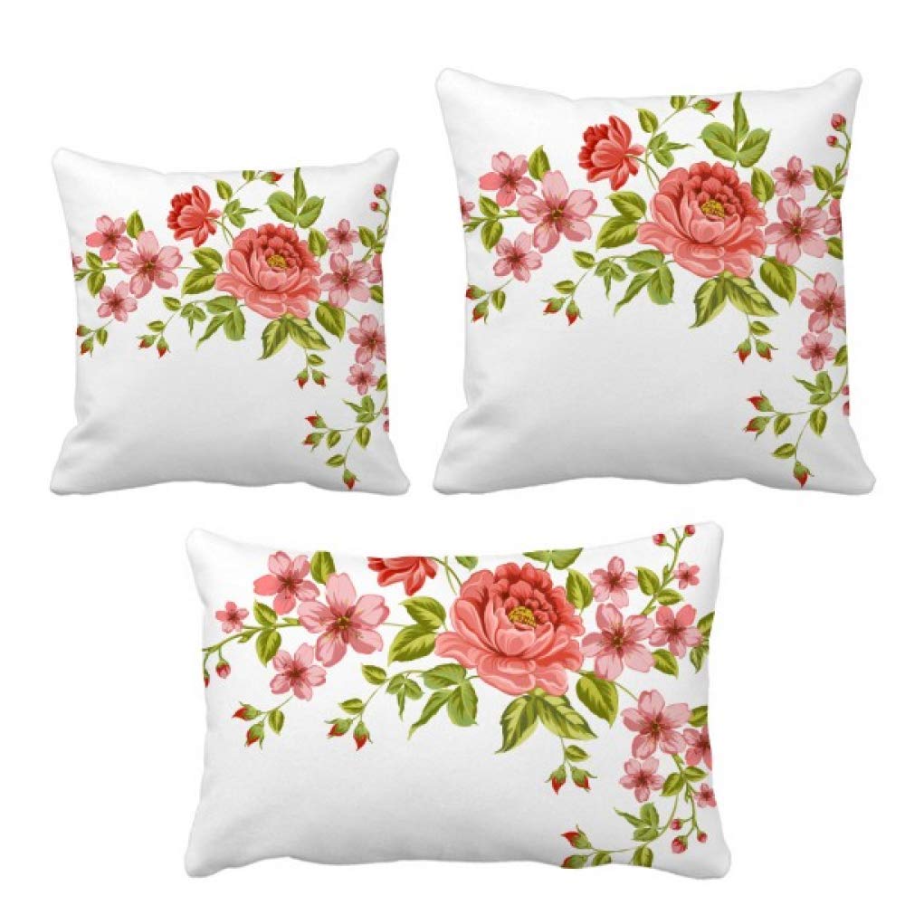 Housse de coussin fleurs roses rouges décoration maison salon lit