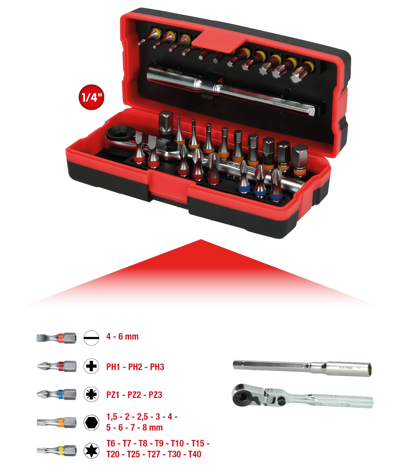 KS Tools 918.3015 1/4" Zestaw bitów, 31-szt