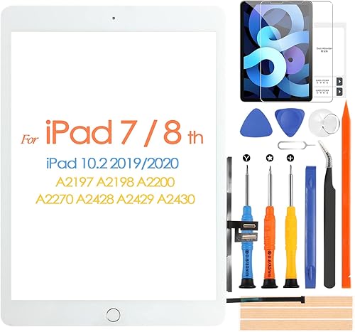 Pantalla táctil para iPad 7, 7, 8, 8 generación 2019 2020, reemplazo de pantalla, para iPad de 10.2 pulgadas, A2197, A2198, A2200, A2270, A2428,