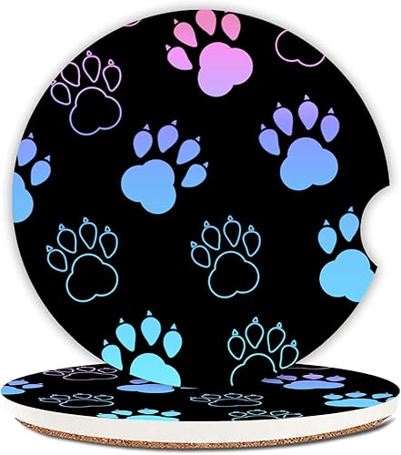 Paquete de 2 posavasos absorbentes para portavasos de automóvil, posavasos de cerámica con parte trasera de corcho y ranura para los dedos,