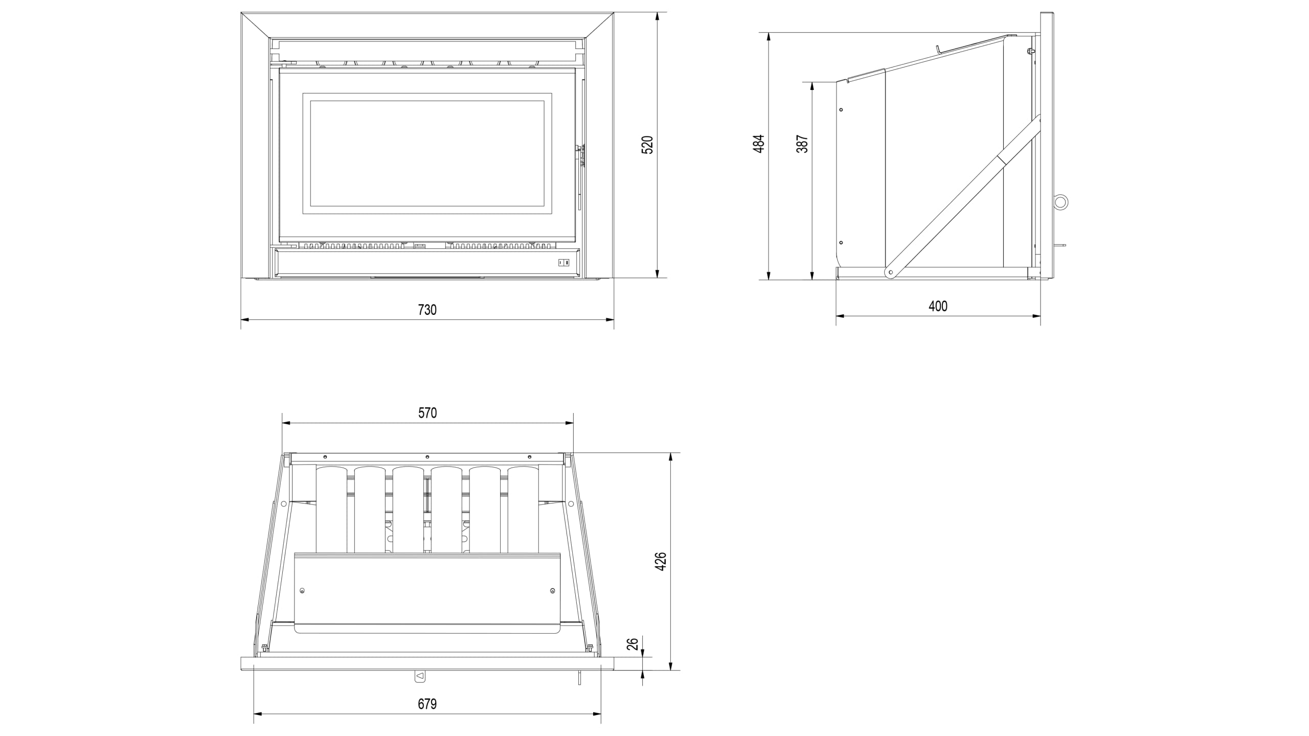 KRATKI Inserto per camino in acciaio a legna KASETA 6 kW A cassetta chiusa | Acciaio nero, efficienza 78%, classe A. Ecodesign, BImSchV 2.; combustione efficiente; basse emissioni; calore uniforme
