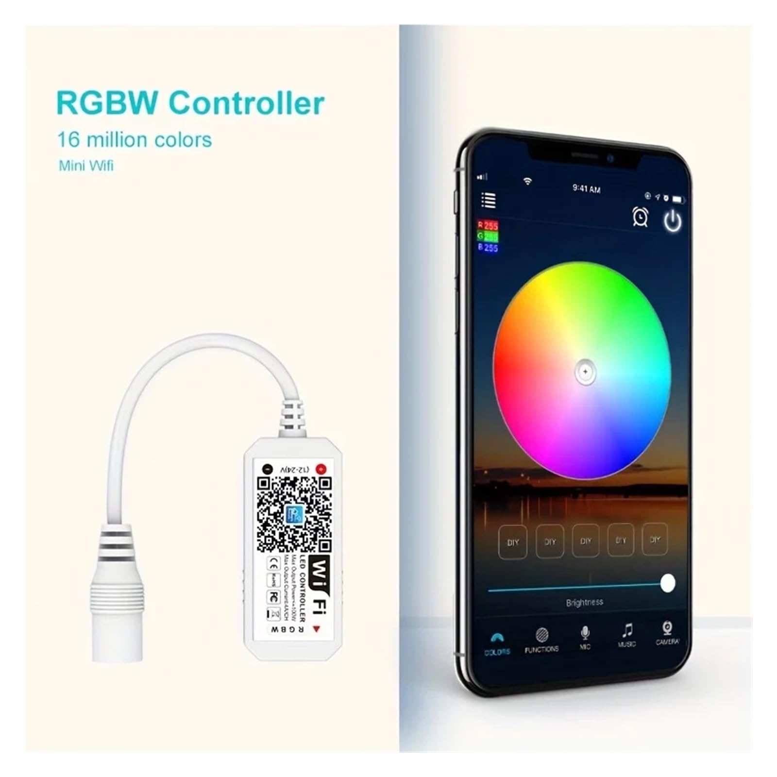 Kontroler RGB WiFi RGBW Magic Home APP Kompatybilny z Alexa DC12-24V Monochromatyczne światło LED Ściemniacz głosu(pojedynczy kolor)