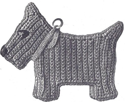 Vintage Crochet PATTERN to make - Pot Holder Scotty Dog Scottie Hot Pad. NOT a finished item. This is a pattern and/or instructions to make the item only.