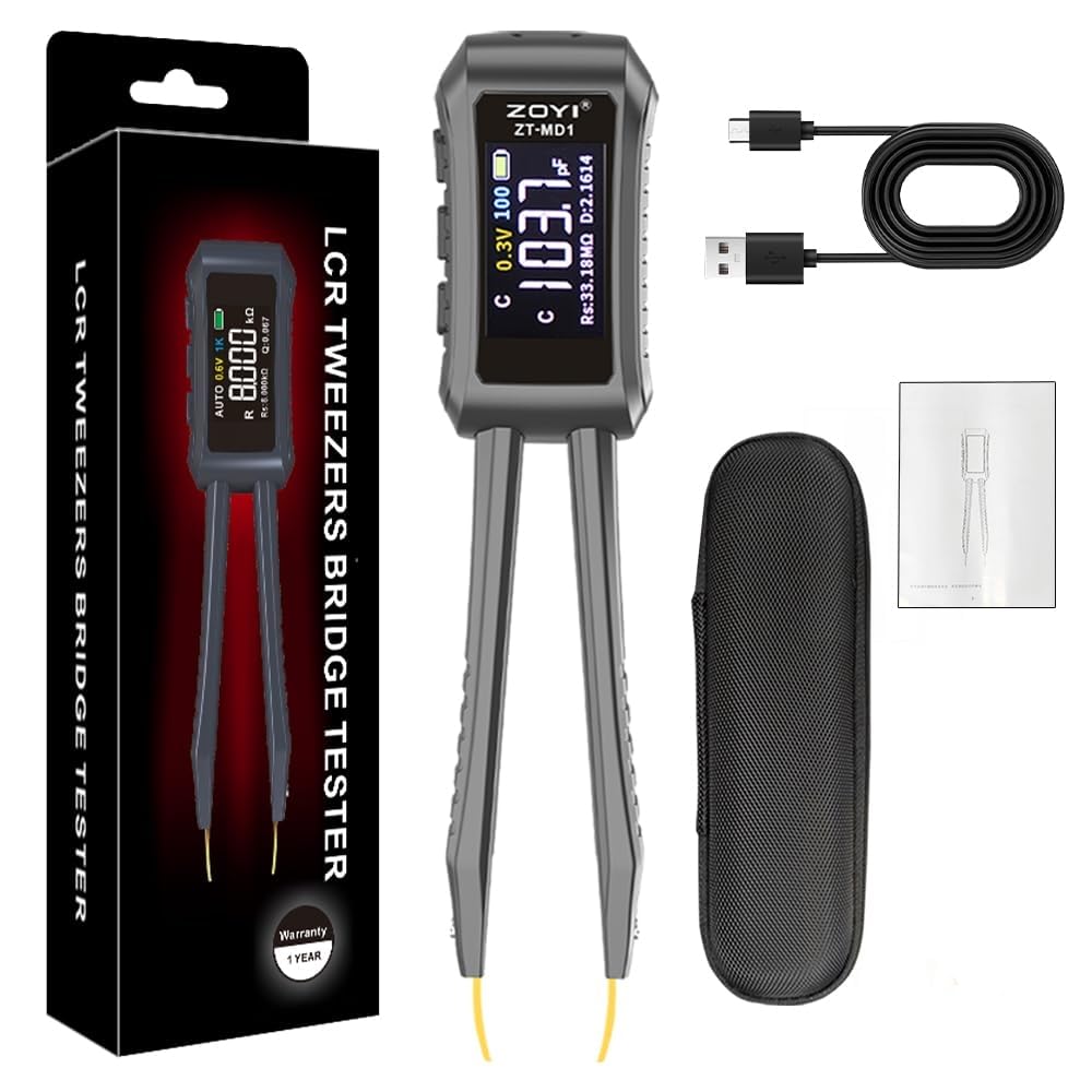 LCR Smart Digital Tweezers Bridge ZT-MD1 OLED Display for SMD ESR 9999 Count Component Tester Capacitors Voltage Frequency Diode with 0.5% Accuracy Digital Multimeter-image-48
