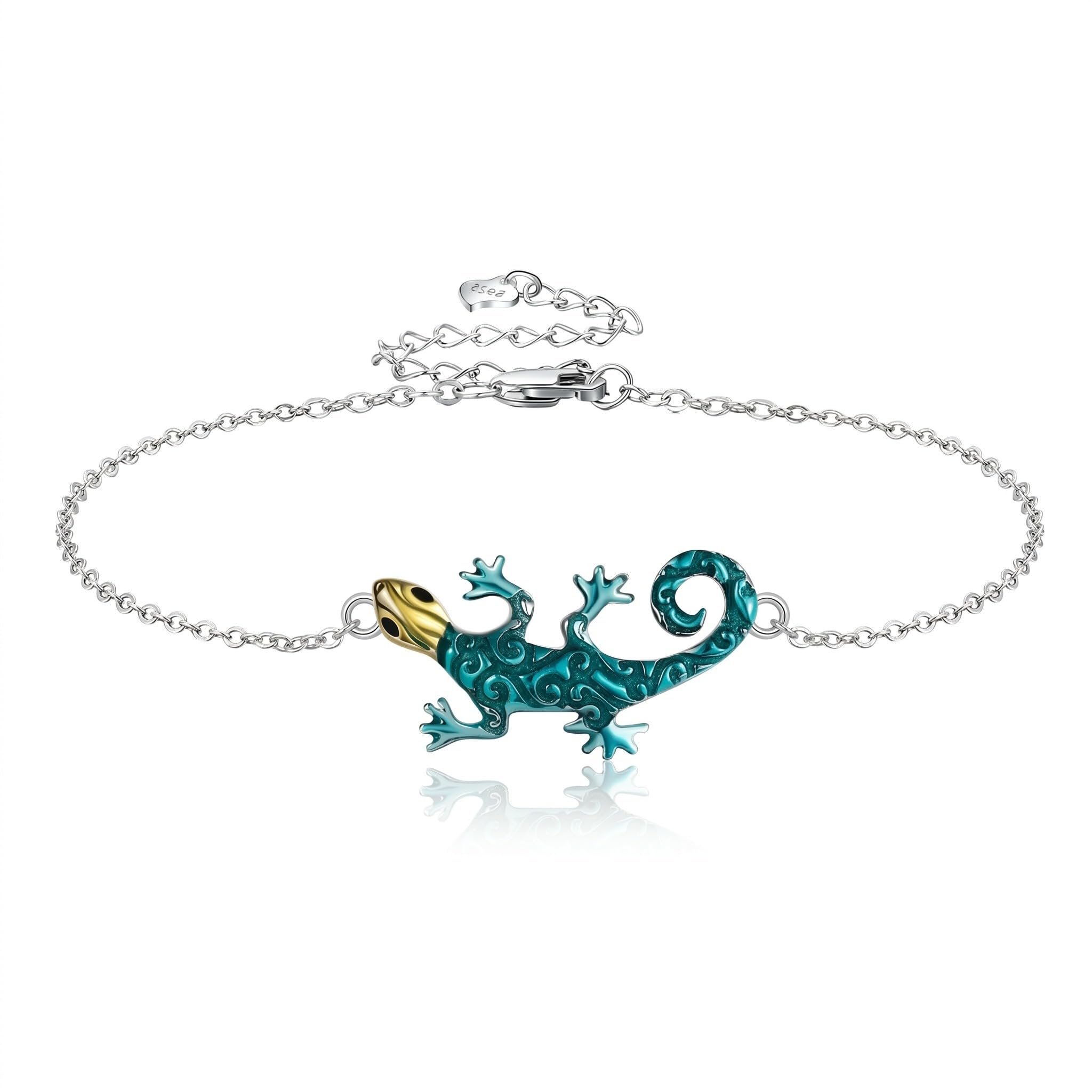 URONE Eidechsen Armband aus Sterlingsilber Armband mit Gecko Anhänger Tierschmuck als Geschenk für Damen
