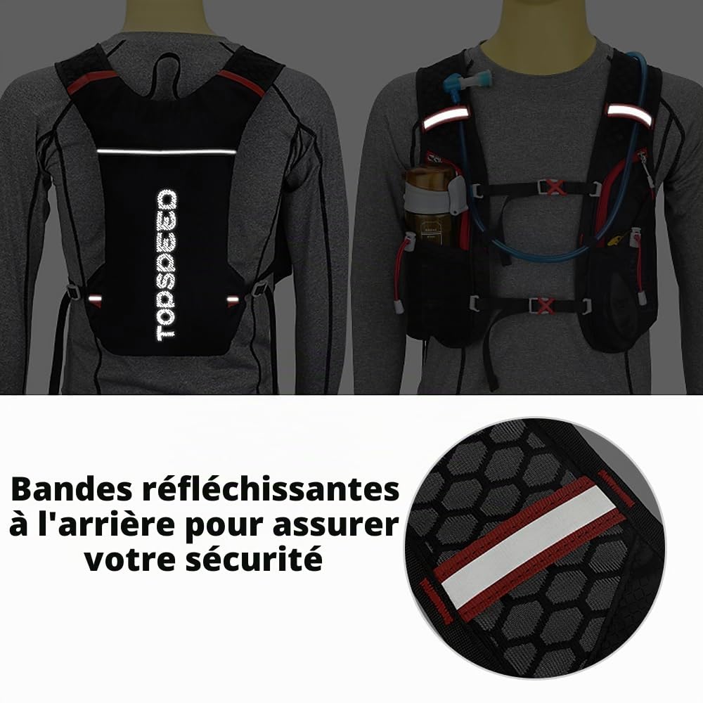 Lixada Sac à Dos D'hydratation, Sac Hydratation Sac à Dos de Course à Pied Léger 5 litres Grande Capacité Extérieure Sac à Dos D'équitation pour la Course à Pied, équitation, Jogging