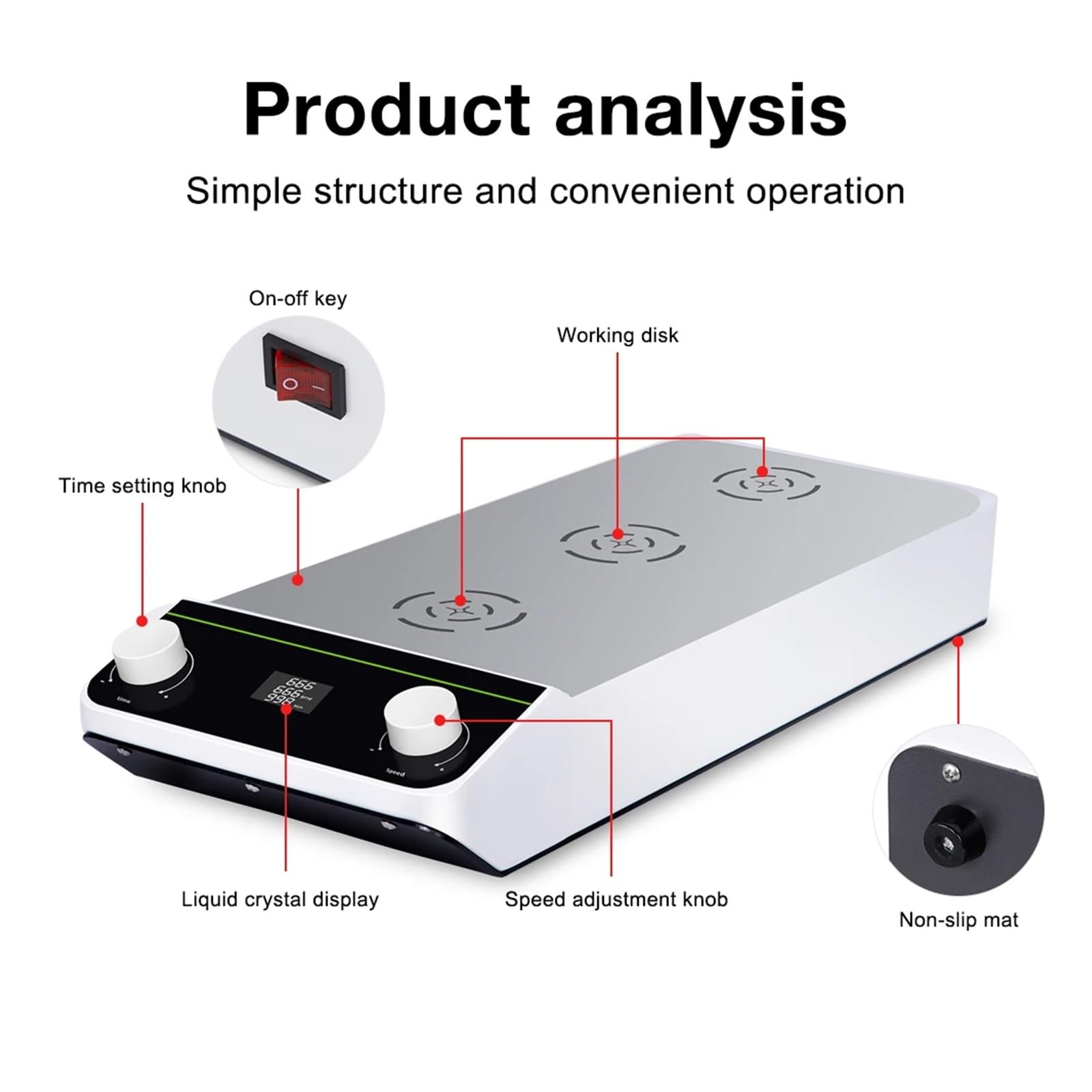 Agitatore Magnetico Multiplo Con Display LCD Da 3 Posizioni Da 1000 Ml Agitatore Da Laboratorio Con Barre Di Agitazione Velocità Regolabile 100-1500 Giri/min Attrezzatura Da Laboratorio