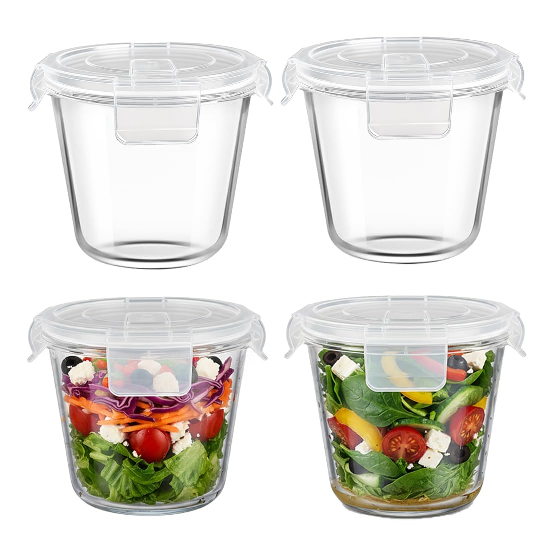H.JSS WDJS 23 oz Round Glass Food Storage Containers