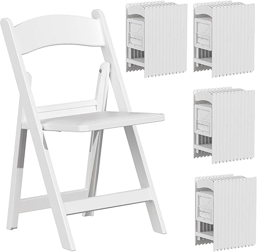 Miniatura 38 de Sillas plegables de resina con cojín, paquete de 4 sillas plegables blancas, sillas de plástico ligeras, cómodas sillas plegables para bodas,