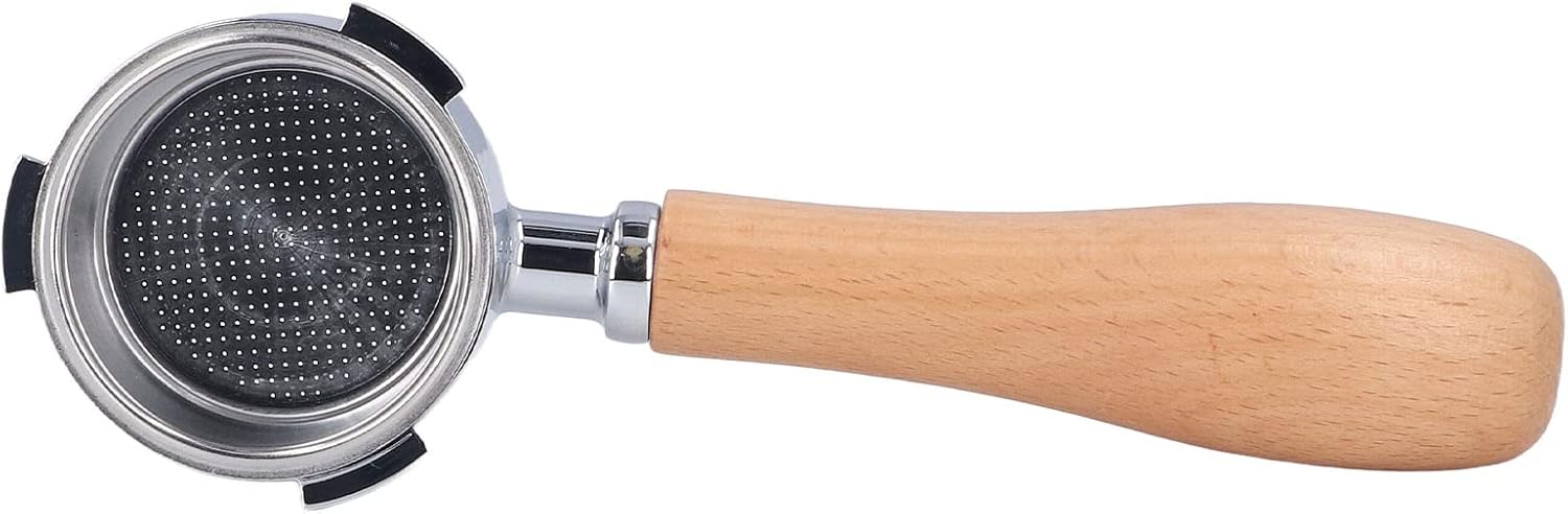 51mm/58mm 底なしポルタフィルター、超微細ろ過プロフェッショナルポルタフィルターホルダー ブナ材ハンドル付き Expobar