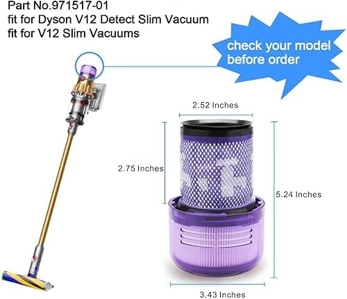 Miniatura 8 de EMBRACESUN Paquete de 2 filtros V12 para filtro Dysn de repuesto para Dysn V12 Detect Slim Absolute Aspirador Filtro de repuesto lavable V12 para
