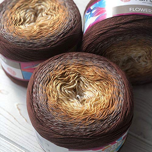 Image of Yarn Art Flowers 55% Cotton 45% Acrylic 250gr 1094yds Multicolor Rainbow Crochet Sport Yarn (284)