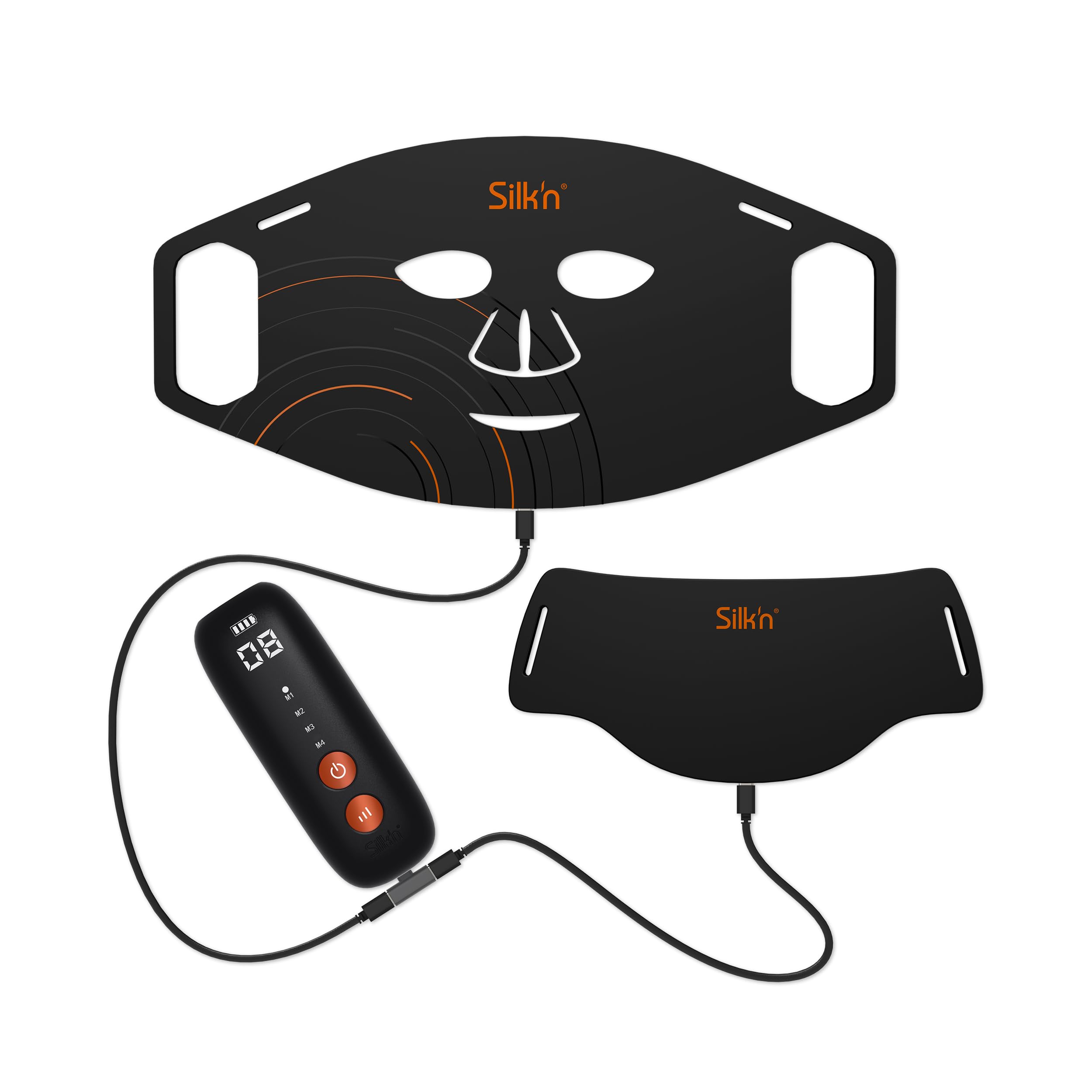 Silk'n Set Maschera LED per viso e collo | Maschera LED Dual | Maschera di bellezza con fototerapia per viso e collo | Cura della pelle | Nero