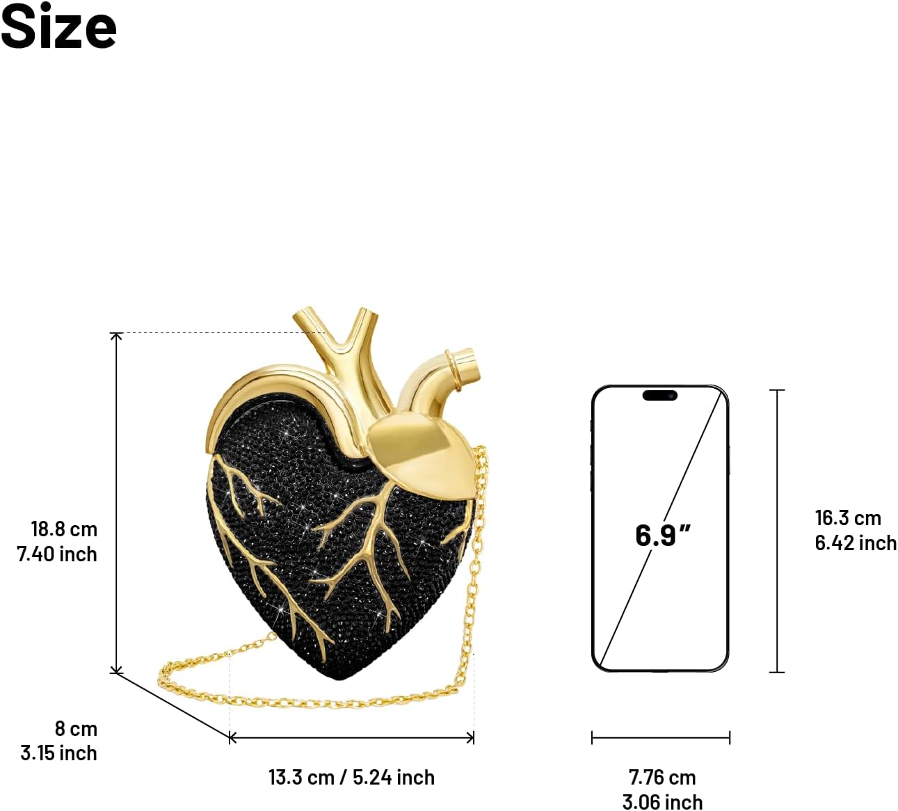 JW PEI Women's Maren Artificial Crystal Heart Shaped Bag - Image 7