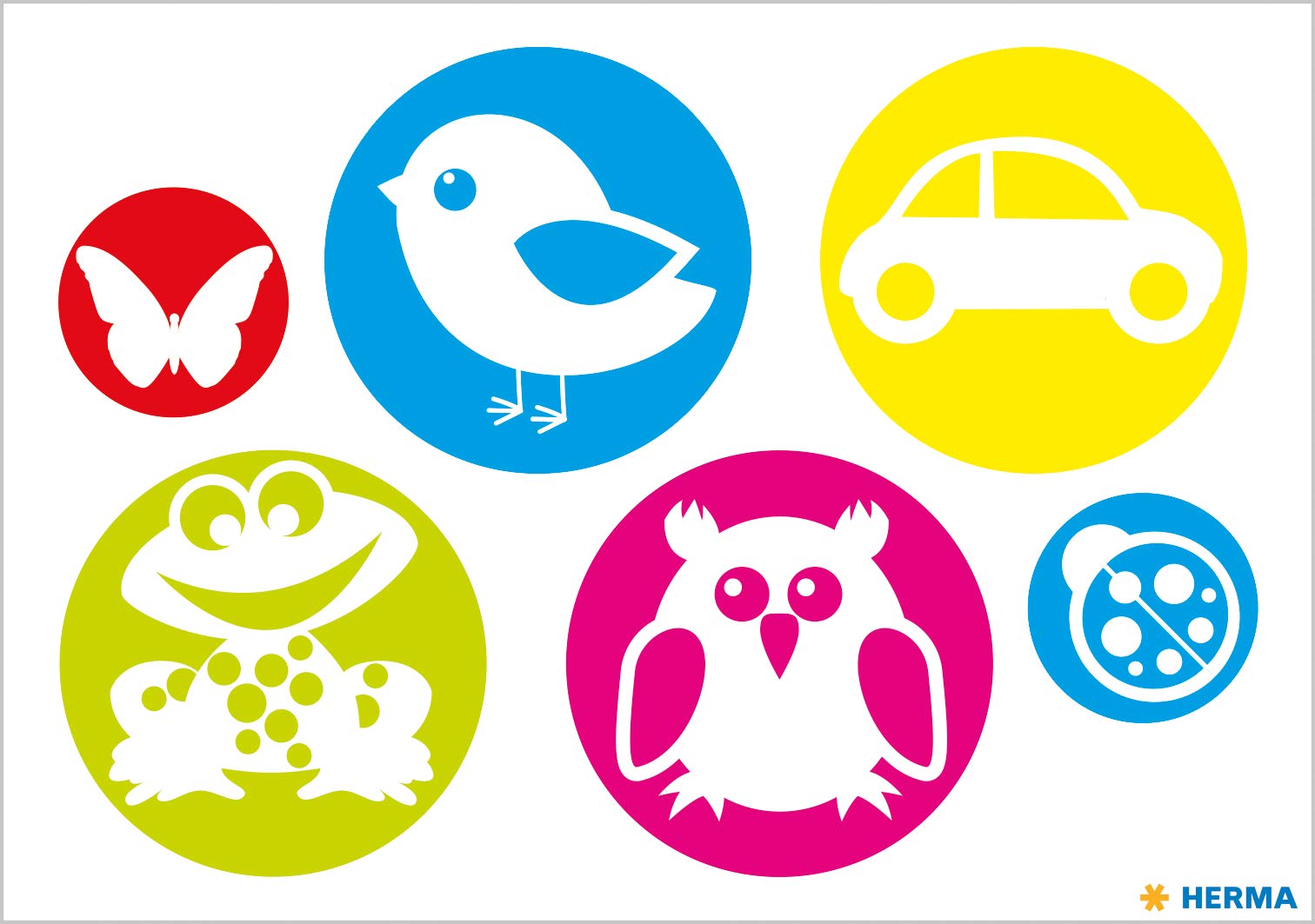 Herma Reflective Stickers, Permanent Hold, 5 Fluorescent Stickers per Pack Circles Motif, Multicolor, Sheet - Image 2