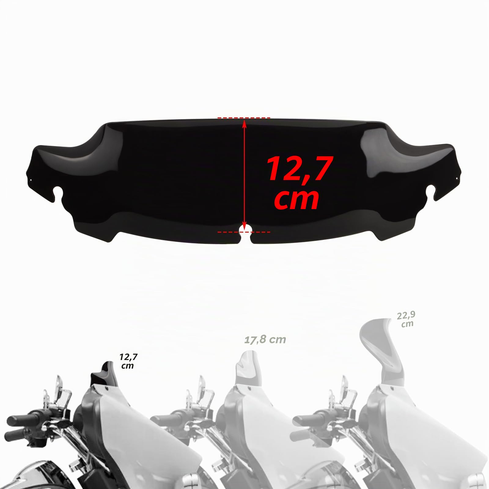 5 Pouces Black Wave Pare-Brise, Compatible avec Touring Electra Glide Street Glide 2014, 2015, 2016, 2017, 2018, 2019, 2020