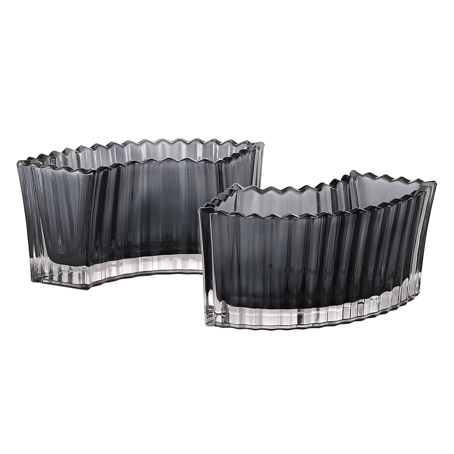 Crystal Vases for Centerpieces, Flower Vases for Wedding Centerpieces, Black Glass Vases for Flowers, Small Glass Vases, Decorative Vases for Living Room, Dining Table, Office, Set of 2