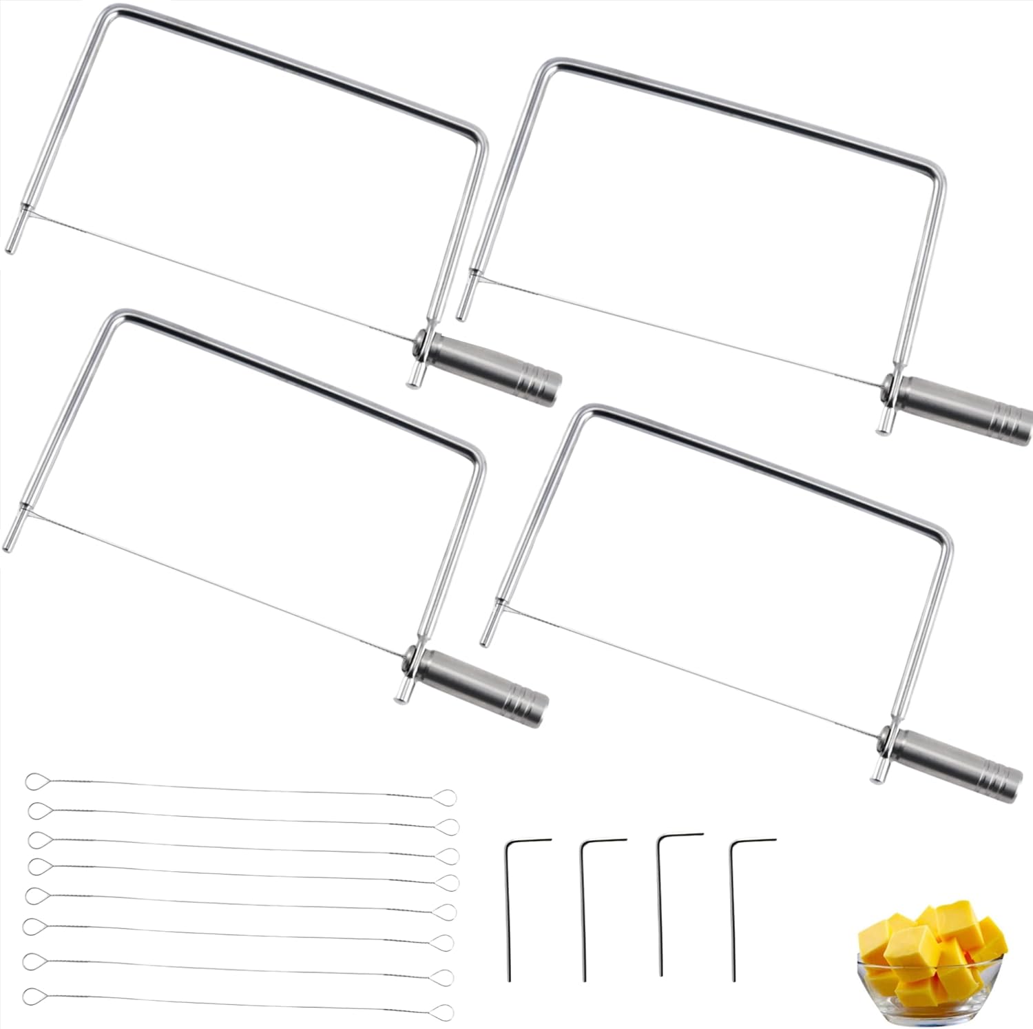 Cheese Slicer Accessories Cheese Cutter Stainless Steel Components – Great for Making Giftable Cheese Cutting Boards with This Cheese Slicer Kit (Stainless Steel Handle, 4) Cheese Slicer Accessories Cheese Cutter Stainless Steel Components – Great for Making Giftable Cheese Cutting Boards with This Cheese Slicer Kit (Stainless Steel Handle, 4)