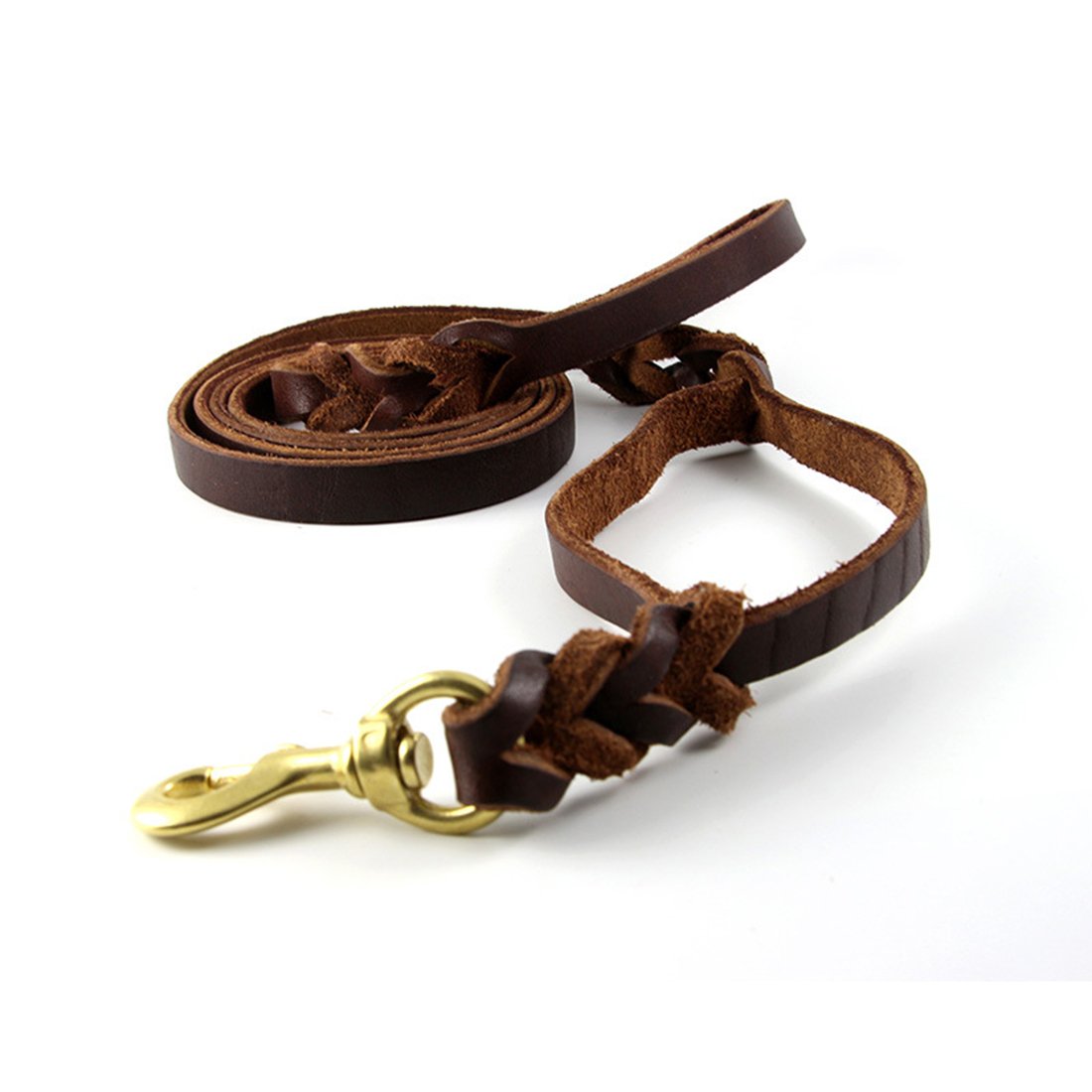 Midog Leder-Hundeleine 1,8 M – Geflochten, Taillengängig, Für Große & Kleine Hunde, Braun