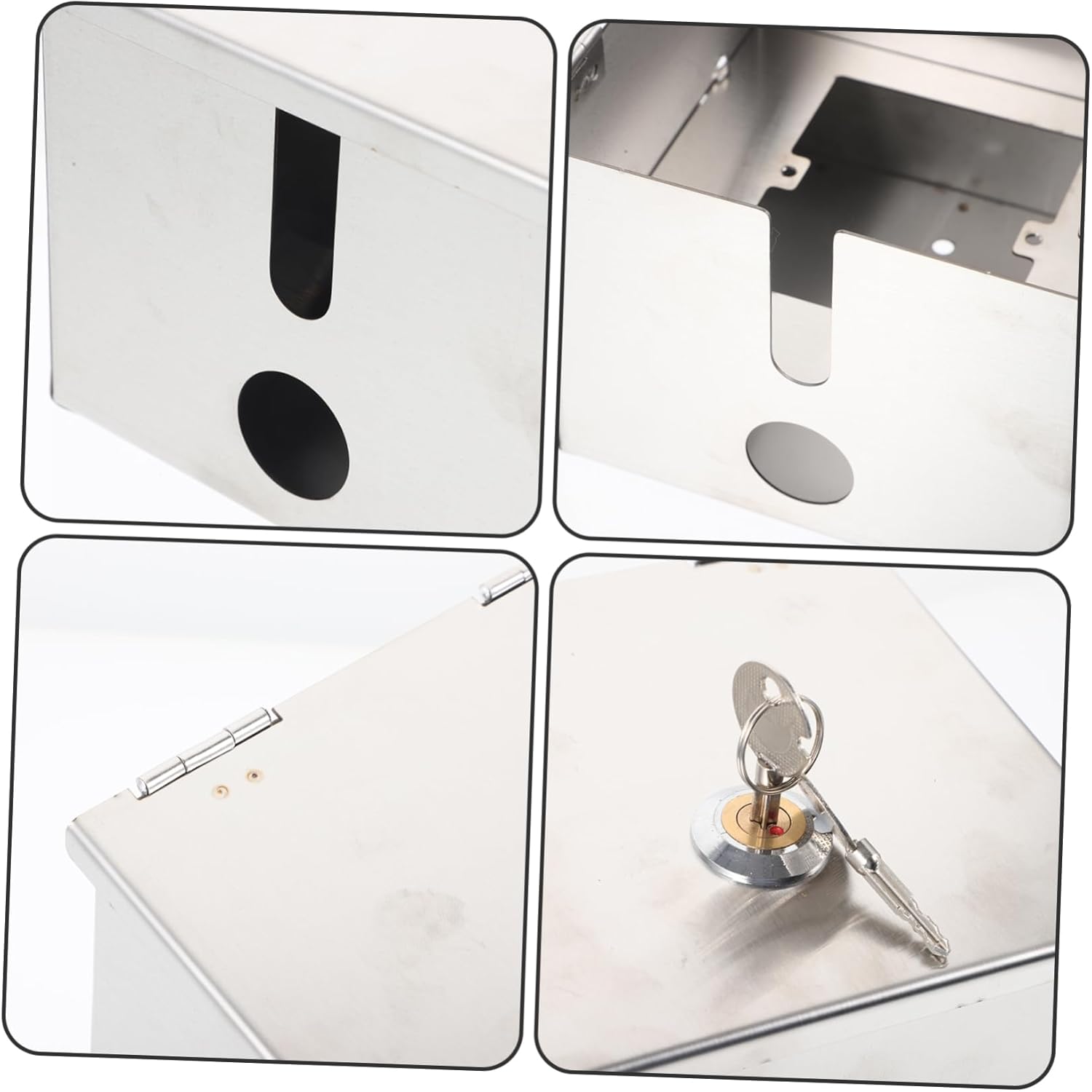 Unomor 2pcs Stainless Steel Outdoor Socket Box with Lock Protective Outlet Box for Electric Vehicle Charging Weather Resistant Design for Safe Use Durable and Easy to Install