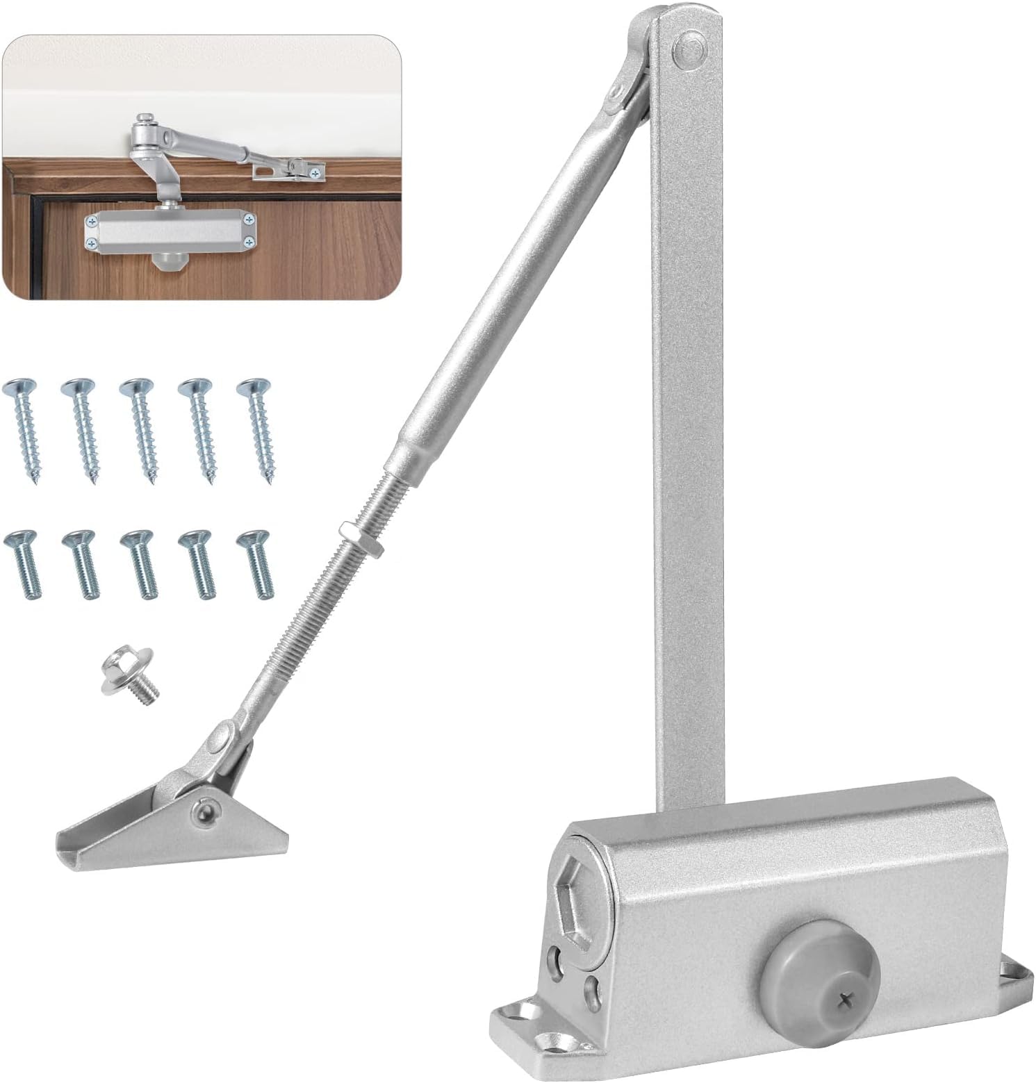 Vinabo Ferme-Porte Automatique Hydraulique en Alliage d'Aluminium, Groom Fermeture Porte à Ressort Réglable pour Porte de 15-45kg, Usage Commercial et Résidentiel (Lot de 5)