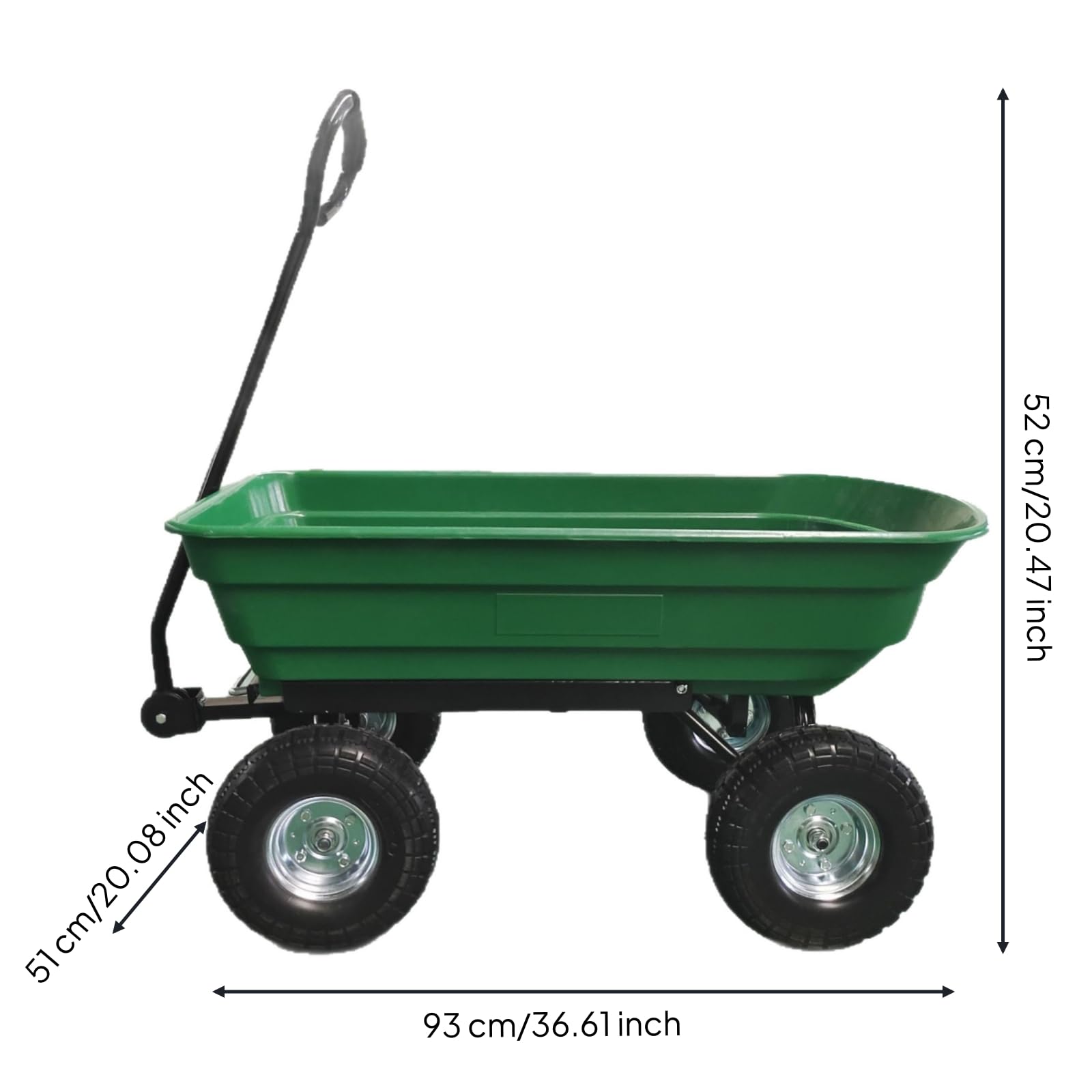 Colcolo Carrello da Giardino Carrello Ribaltabile Carriola Mano Carro da Trasporto con Struttura in Acciaio E Vasca in Materiale Modellato Manico Lungo per, Tc1002