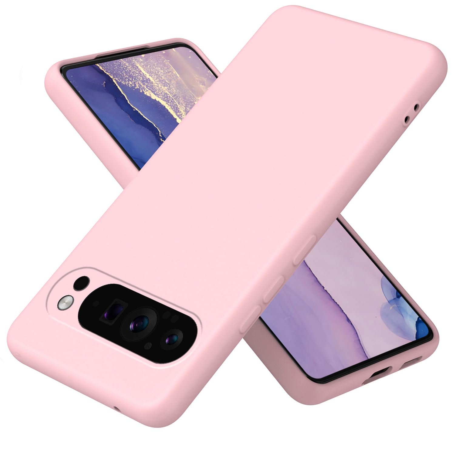 XINYEXIN Flüssigsilikon-Hülle Für Google Pixel 9 Pro – Ultradünn, Stoßfest & Mit Mikrofaser, Rosa