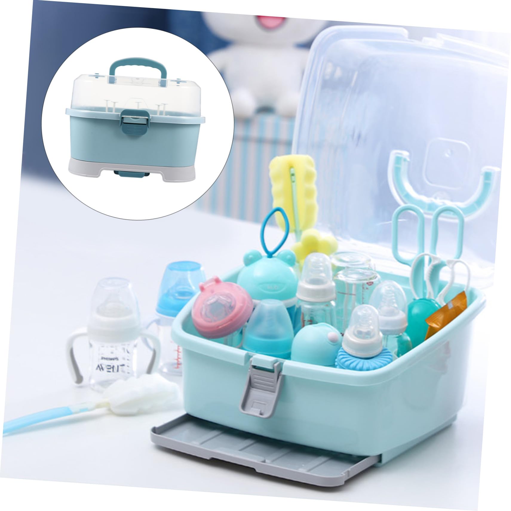 Aufbewahrungsbox für Babyflaschen, Groß, Pp, Blau, Tragbar