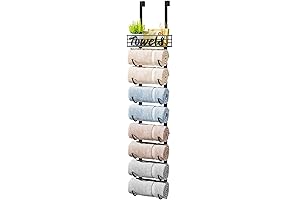 Over-the-Door Towel Storage Organizer with 9-Tier Rolled Towel Holder