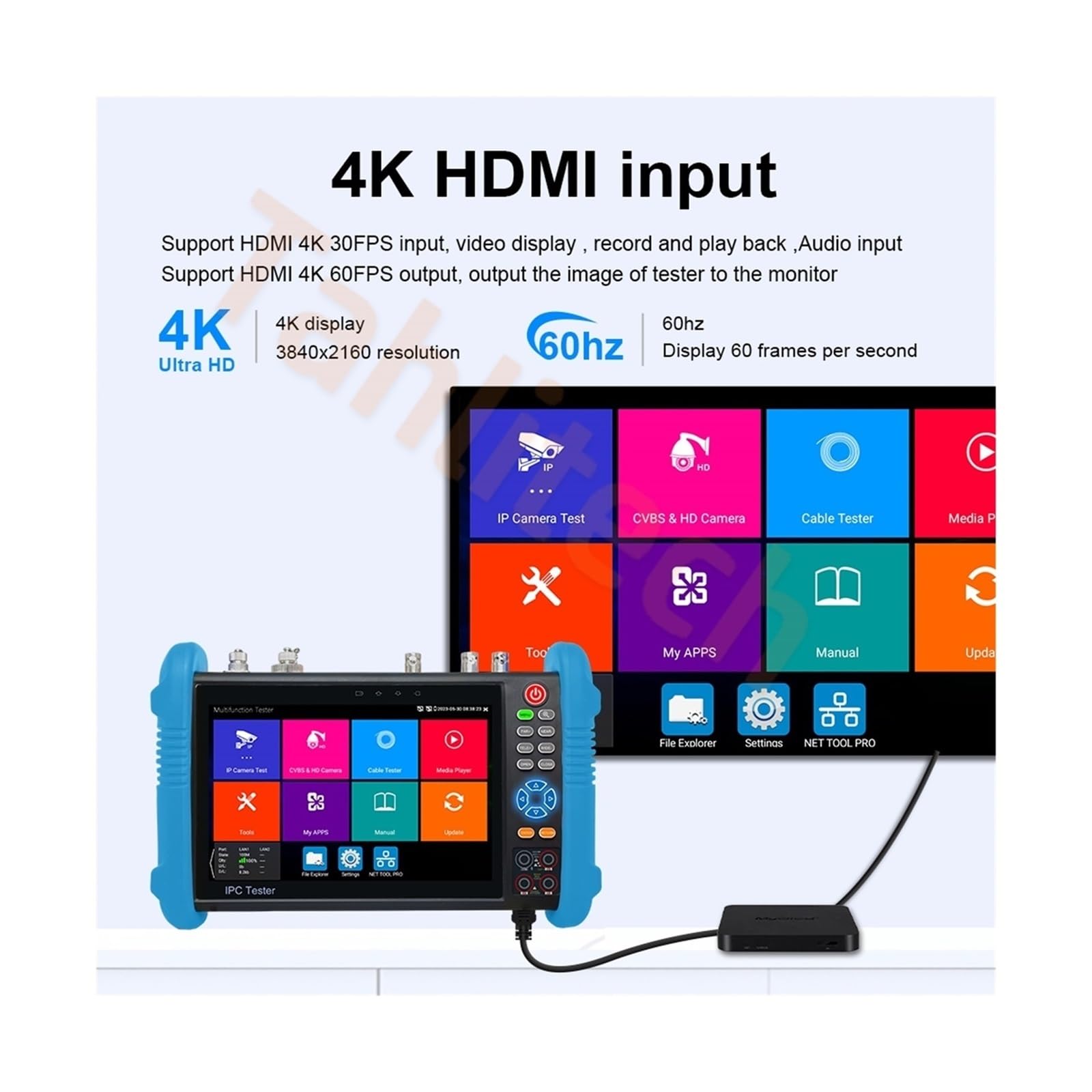 Testeur de vidéosurveillance, Testeur De Vidéosurveillance 8K IPC-9800CLMOVTADHS 8MP HD AHD TVI CVI SDI IP Moniteur À Écran Tactile 7 Pouces D'affichage Vidéo