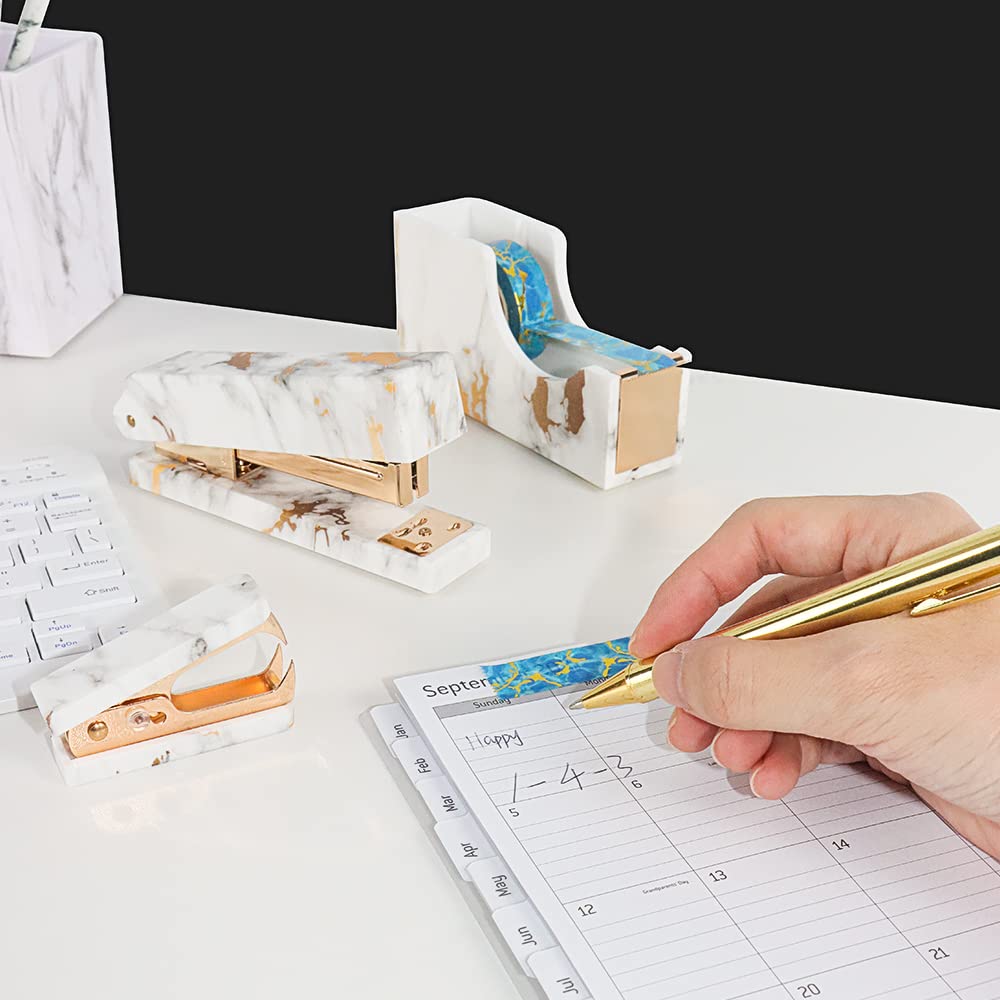 Marmo Gold Line Print Gold Staples Remover Tape Dispenser Holder Set Office Desk Manuale Executive Cancelleria Kit regalo per accessori desktop Forniture