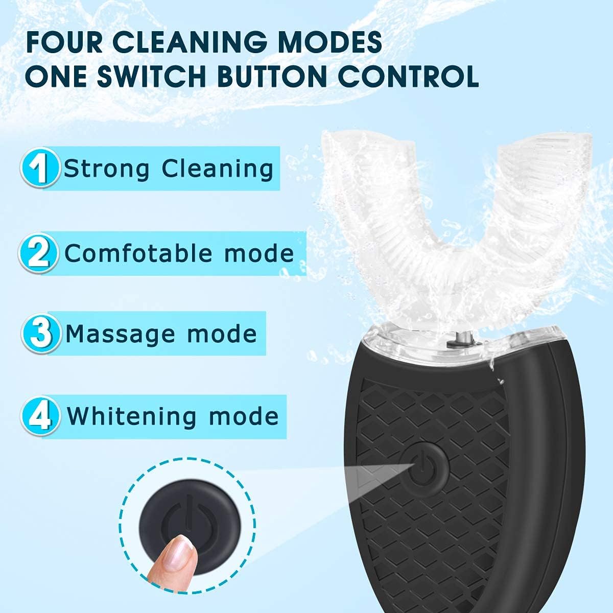Ultrasonic Electric Toothbrush Adults, Automatic Toothbrush U Shaped Whole Mouth Cleaning Teeth Whitening Hands Free Rechargeable IPX7 Waterproof : Beauty & Personal Care